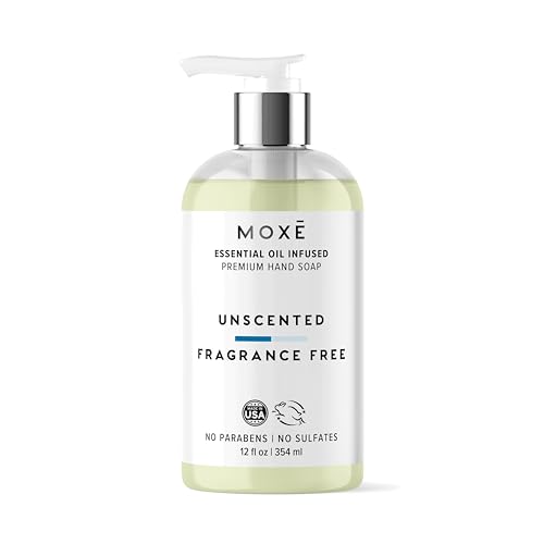 MOXE All Natural Hand Wash ? Unscented Fragrance-Free? Gentle Formula, Organic & Plant-Based ? For Kitchen & Bathroom ? Biodegradable, Vegan, Cruelty-Free, No Sulfates or Parabens ? 12 oz
