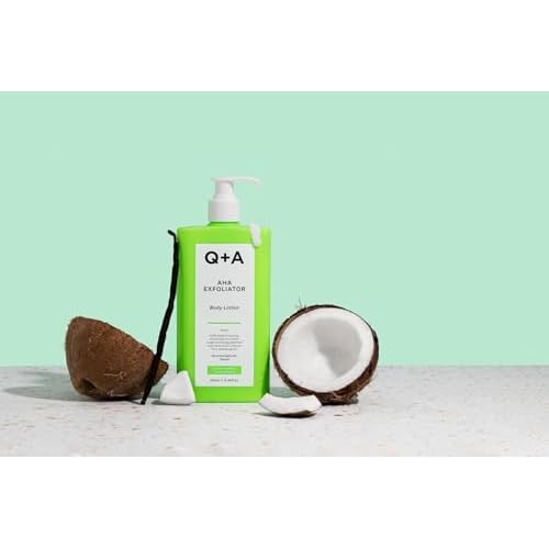 Q+A AHA Exfoliator Body Lotion (250ml), Exfoliating, Smoothing Body Moisturizer with Lactic Acid, Glycolic Acid and Fruit AHAs, Body Butter Alternative, Vegan Body Care