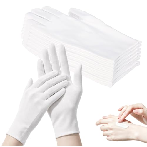White Cotton Moisturizing Gloves for Dry Hands & Eczema - 15 Pairs