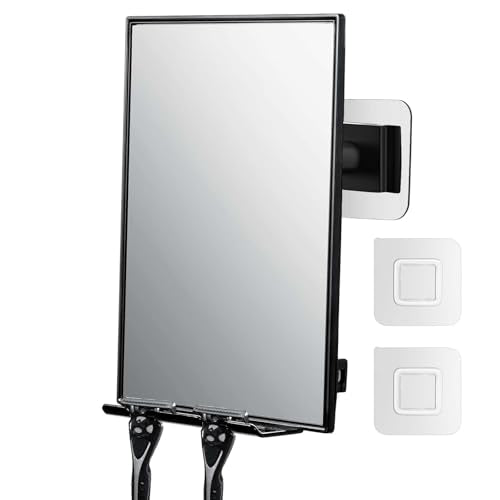 Shower Mirror with Squeegee & Razor Holder - 360° Rotation