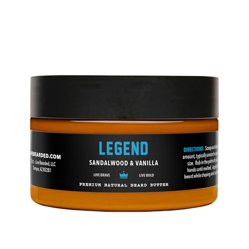 Live Bearded Beard Butter, 3 fl oz - Made in the USA - All-Natural Leave-in Conditioner and Softener with Shea | Legend Scent - Sandalwood, Vanilla