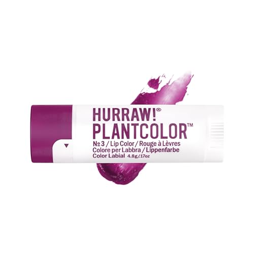 Hurraw! Plantcolor Lip Color No. 3: Pink/Purple shade. Highly pigmented tinted balm and lipstick alternative. Vegan and all-natural. Easy application. Buildable. First of its kind. Made in USA