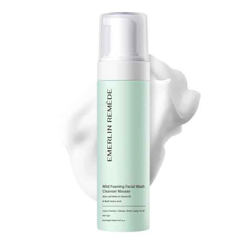 Mild Foaming Facial Wash Cleanser Mousse with Aloe Leaf Water, Amino Acids & Vitamin B5, Gentle Hydrating Face Wash for All Skin Types, 200ml