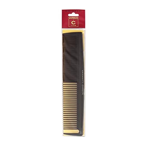 Cricket C30 Professional Hair Stylist Power Carbon Comb - Heat-Resistant, Anti-Static, Seamless Teeth for Detangling and Styling, Dual-Function Fine & Wide Tooth Design with Sectioning Pick - Black