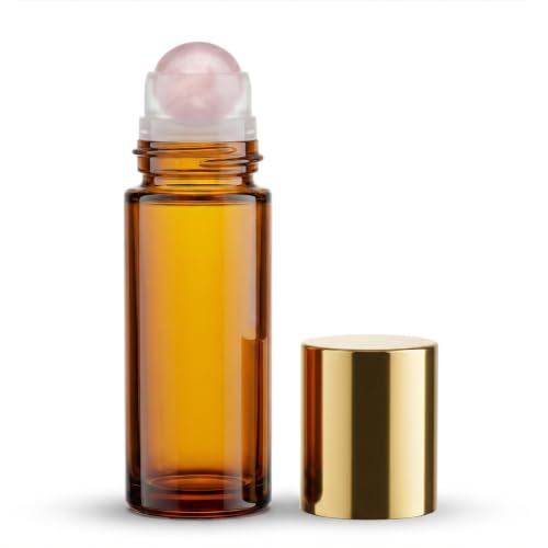 WAYDA Rose Quartz Essential Oil Roller Bottle - 50ml Amber Glass