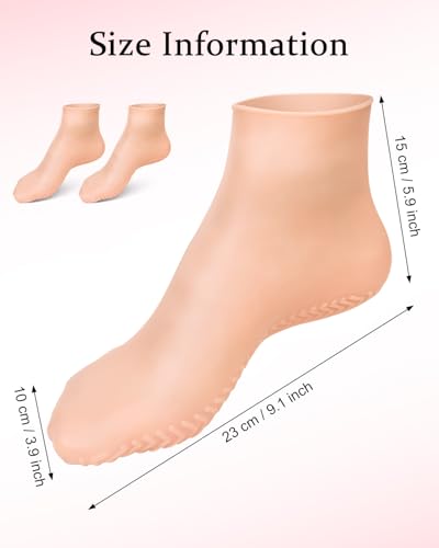 2 Pairs Silicone Moisturizing Socks for Dry Cracked Feet - XL Fit