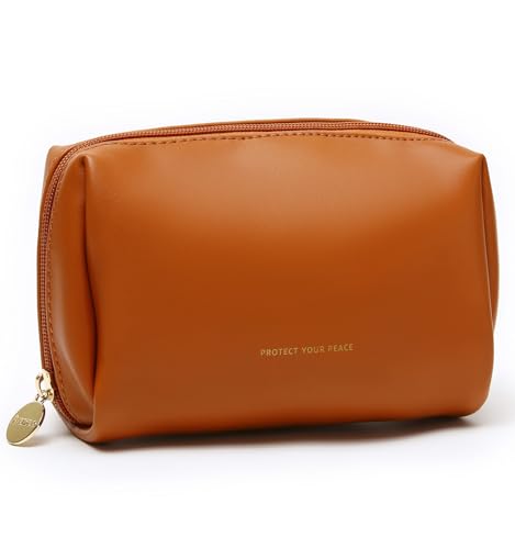Aveniee Small Vegan Leather Travel Makeup Bag - Brown