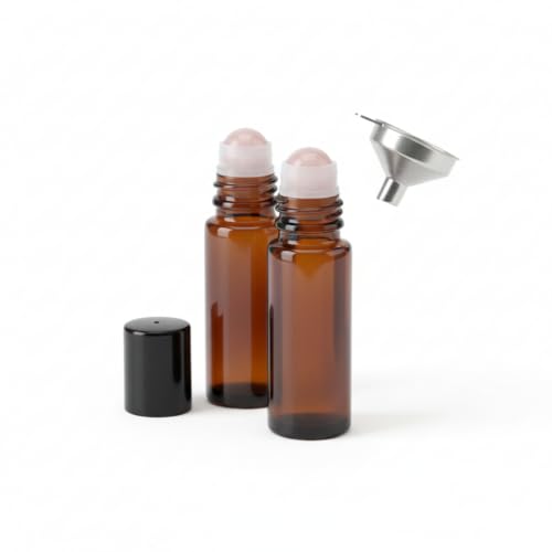 2PCS 30ml Amber Glass Roll On Bottles with Jade Roller Ball