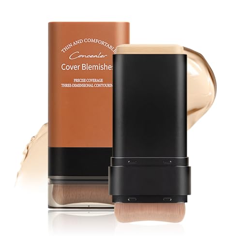 Full Coverage Foundation Stick with Contour Brush - Waterproof & Lightweight