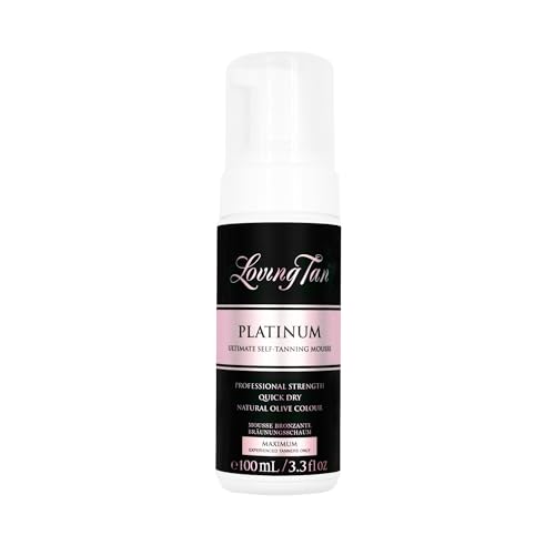 Loving Tan Platinum Self Tanning Mousse, Dark - Streak Free, Natural Looking, Professional Quality Self Tanner - 5+ Self Tan Applications per Bottle, Cruelty Free, Naturally Derived DHA - 3.3 Fl Oz