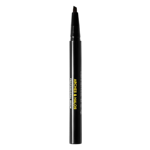 Arches & Halos Angled Bristle Tip Waterproof Brow Pen - Water Based And Smudge Proof - Fills In Sparse Eyebrows And Gives Fuller Effect - Covers Scars Or Overplucked Brows - Mocha Blonde - 0.051 Oz