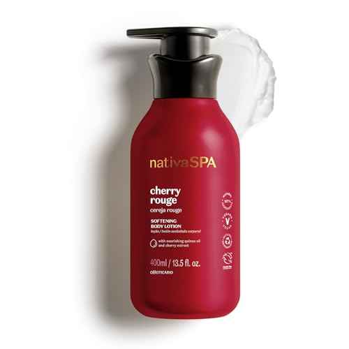 O Botic?rio Nativa SPA Cherry Rouge Velvety Body Lotion, Bold Oriental Amber Fragrance with Cherry Extract & Quinoa Oil, Collagen Boosting Hydration, 13.5 Ounce (400ml)