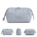 Travel Makeup Bag with Brush Pocket & Compartments Blue