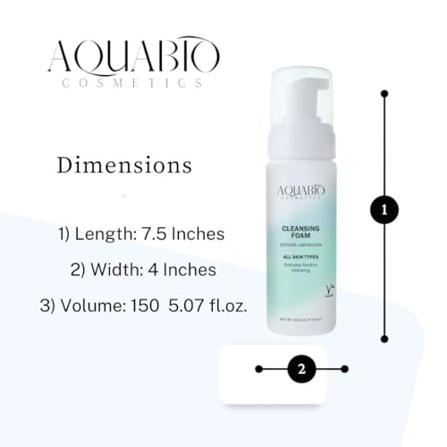 AquaBio Face Cleansing Foam Wash Natural, Clean & Gentle Hydrating Detox for All Skin Types, Vegan & Cruelty-Free with Fruit & Botanical Extracts, Peptide Enriched, Non-Toxic, Paraben-Free, Unisex