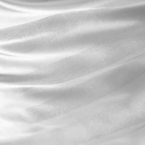 Juicy Couture Silky Satin Damask Sheet Set - Luxury White Bedding - Smooth Striped Sheets - Twin Size