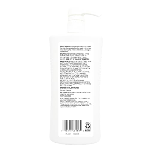 Amazon Essentials Biotin & Collagen Shampoo, Nourishing, Formulated without Sulfates, 33.8 Fl Oz, Pack of 1