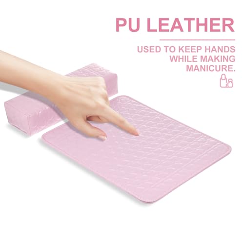Manicure Hand Pillow Leather Wrist Rest Cushion for Nail Tech Nail Salon Arm Support Mat Waterproof Comfortable Art Accessory 14.76X11.41 Inches