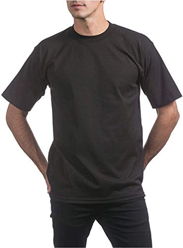 Pro Club Men's Heavyweight Cotton Short Sleeve Crew Neck T-Shirt, Black, X-Large