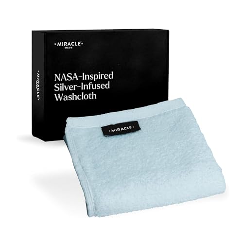 Miracle Made Soft Face Towel, Long-Staple Silver-Treated Cotton Fabric ? Fade Resistant, Highly Absorbent, Quick-Drying Wash Cloth, Sky Blue