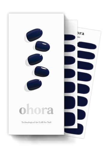 ohora Semi Cured Gel Nail Strips N Royal Navy, Solid Navy, 30 Pack