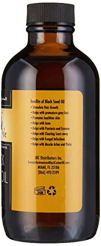 Sunny Isle Jamaican Black Castor Oil Infused with Black Seed Oil 4oz | Moisturizing to Dull Damaged Hair and Rough Skin | Pre-Shampoo Hot Oil Treatment | Wellness Body Massage Oil