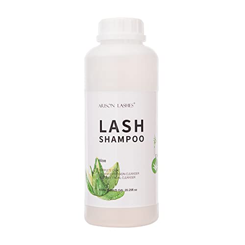 Arison Eyelash Eyelash Extension Shampoo 600ml / Eyelid Foaming Cleanser/Wash for Extensions and Natural Lashes/Paraben & Sulfate Free Safe Makeup & / Professional & Self Use (Aloe)