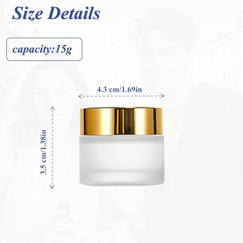 6-Pack 15ml Frosted Glass Cosmetic Jars with Gold Lids