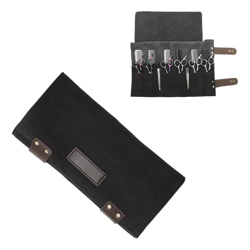 VOCOSTE Barber Scissors Bag Roll-Up, 12-Pocket Salon Tool Pouch