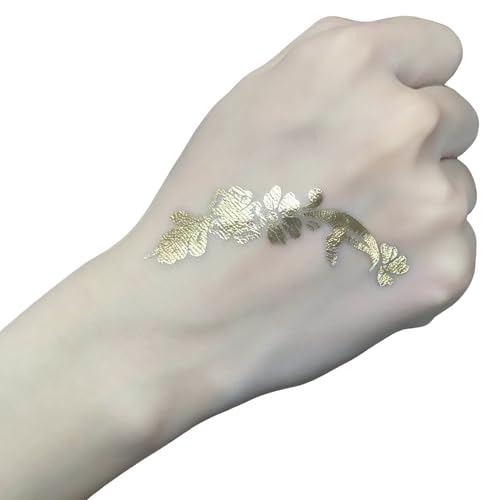 Aresvns Waterproof Metallic Temporary Tattoo,Gold Boho Snake Flash Jewelry Tattoos, 8 Sheets Gold Silver Fake Tattoos for Women Teen Girls
