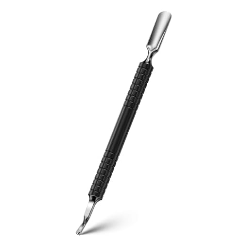 FERYES Cuticle Pusher with Fork, 2-in-1 Cuticle Remover Tool, Upgraded Stainless Steel Cuticle Trimmer Nail Care Tool for Manicures- Black(5.8 Inches£©