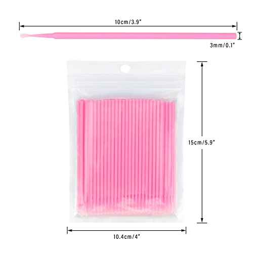 G2PLUS Micro Swabs - 100pcs Cotton Swabs for Makeup, Pink Disposable Applicators Brush for Nails, Eyeliner and Lash Tech Supplies