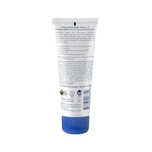 STREAM 2 SEA Sun & Sting Aloe Soothing Gel for Face & Body, Organic Aloe Vera Gel for Sunburn Relief, Travel Size Aloe Vera Gel for Skin, Natural After Sun Care, Pure Aloe After Sun Gel, 2.5 Fl oz