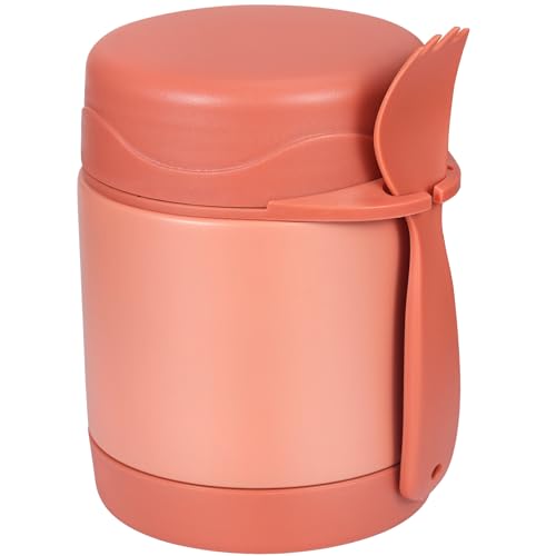 Pawtong 10oz Soup Thermo for Hot Food Kids Insulated Food Jar,Thermo Hot Food Lunch Container, Width Mouth Stainless Steel Lunch Box for Kids with Spoon (Pink-mermaid)