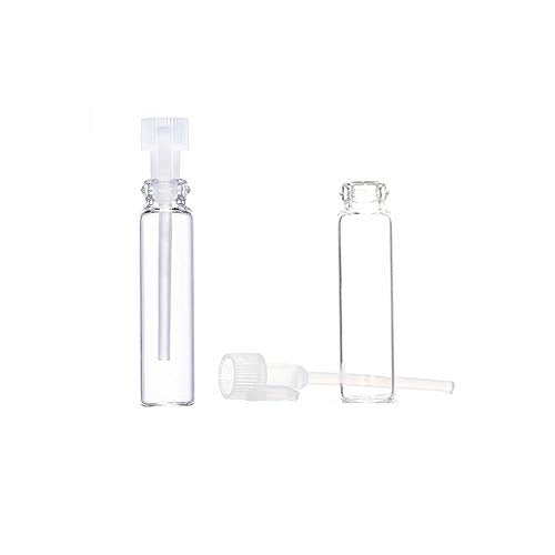 Glass Perfume Sample Bottles 1ml, 100 Pack with Droppers