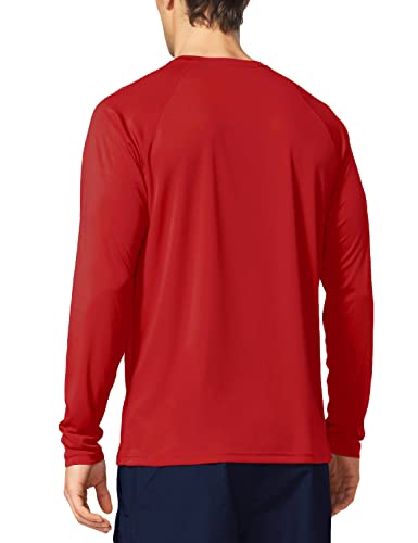 BALEAF Men's Sun Protection Shirts UV SPF T-Shirts UPF 50+ Long Sleeve Rash Guard Fishing Running Quick Dry Tomato Size S