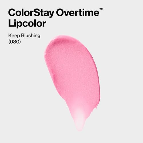 Revlon Liquid Lipstick with Clear Lip Gloss, ColorStay Overtime Lipcolor, Dual Ended with Vitamin E, 080 Keep Blushing, 0.07 Fl Oz