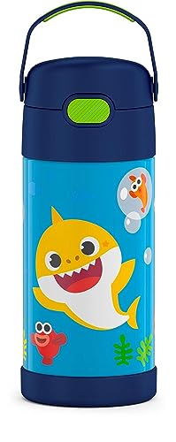 THERMOS FUNTAINER Water Bottle with Straw - 12 Ounce, Dinosaurs - Kids Stainless Steel Vacuum Insulated Water Bottle with Lid