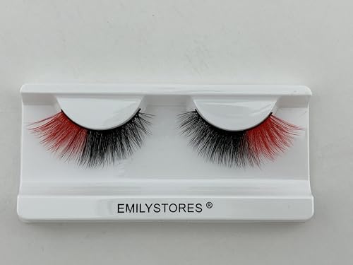 Dramatic Neon Green & Black-Red Halloween False Eyelashes
