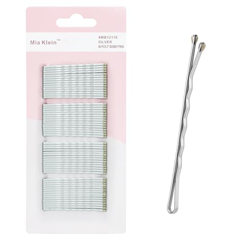 Mia Klein Bobby Pins 2 Inch Silver 60pc Hair Grips