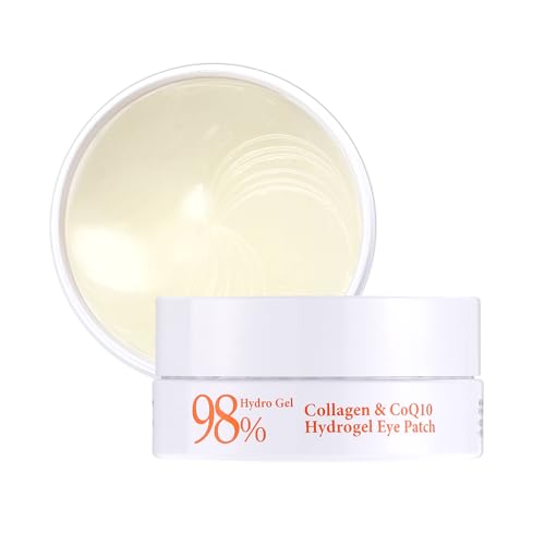 Collagen & CoQ10 Hydrogel Eye Patch 60ea - Collagen Under Eye Mask for Intense Hydration, Skin Elasticity, CoenzymeQ10, Aloe Vera, Green Tea Extract for Puffy Eyes and Dark Circles