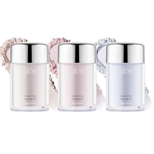 glow seasoning highlighter | luminous loose-powder highlighter | ultra-fine particles for pore-blurring smooth skin | precision seasoning jar for controlled application | 0.11 fl oz ¡¿ 3 ea