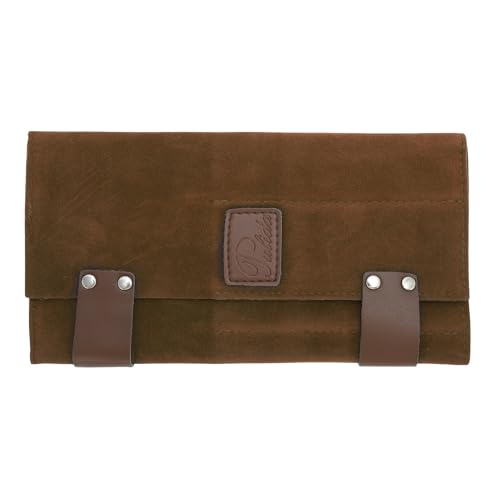 VOCOSTE Barber Scissor Roll-Up Bag with 12 Pockets, Brown