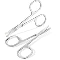 2 Pack Facial Grooming Scissors - Small Nose, Eyebrow, Mustache & Beard Trimmers - Stainless Steel, Curved & Rounded Tips - Silver