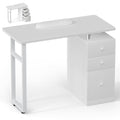 White Manicure Table with Wrist Cushion & Storage Drawers