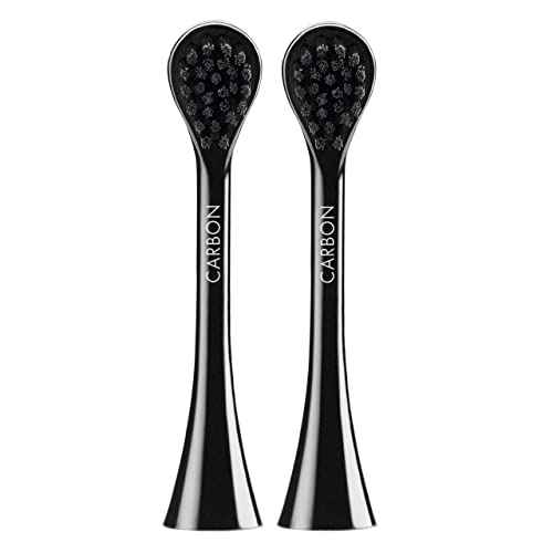 Curaprox Hydrosonic Brush Heads Black is White Carbon Duo ? for Effective Plaque Removal & Whitening | Sonic Toothbrush Replacement Heads, 2-Pack | Swiss Made