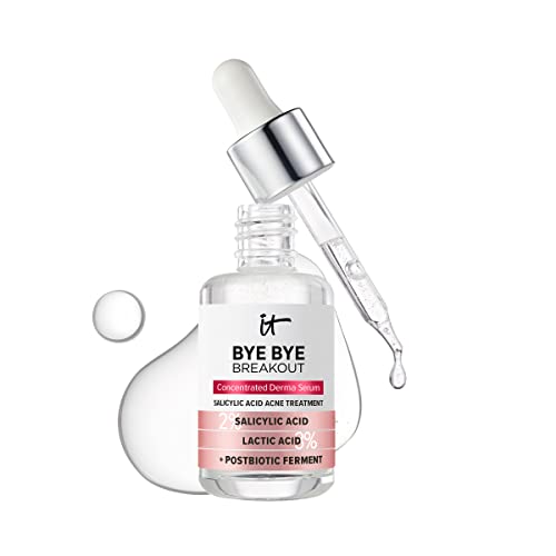 IT Cosmetics Bye Bye Breakout Acne Treatment Face Serum -With 2% Salicylic Acid & 3% Lactic Acid - Helps Reduce Pimples in 3 Days & Fades Look of Post-Acne Marks in 8 Weeks - 1 Fl. Oz