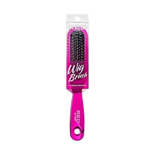 RED by Kiss Anti-Static & Anti-Frizz Wig Brush with Stainless Steel Knot-Free Bristles for Easy Detangling, Smooth Hair & Wigs Without Breakage or Snagging (Mini)