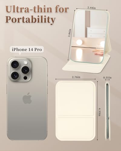 VPU Foldable Portable Makeup Mirror - Compact Travel Mirror with Adjustable Stand