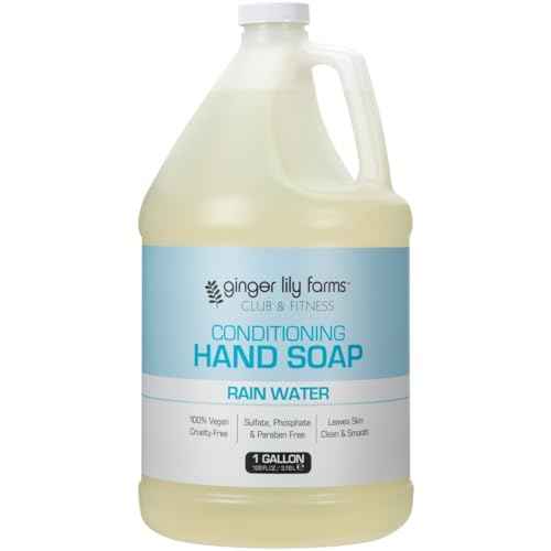 Ginger Lily Farms Club & Fitness Conditioning Liquid Hand Soap Refill, 100% Vegan & Cruelty-Free, Rain Water Scent, 1 Gallon (128 fl oz)