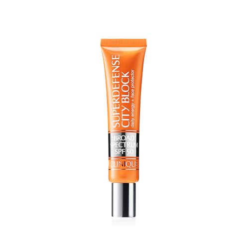 Clinique Superdefense City Block Oil Free Broad Spectrum SPF 50 Daily Energy + Face Protector | Sheer, Weightless Makeup Primer + Sunscreen, 1.4 Fl Oz